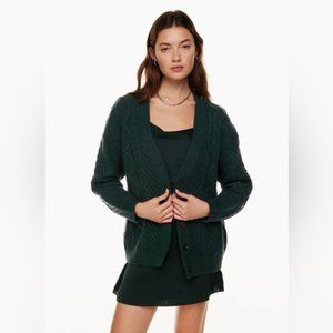 Aritzia Dark Green Cable Knit Cardigan